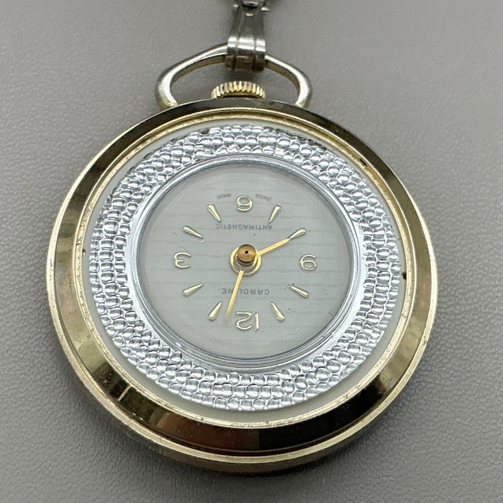 Carolee Necklace Watch Silver Gold Tone Antimagnetic‎ Swiss Made 24 In WORKS